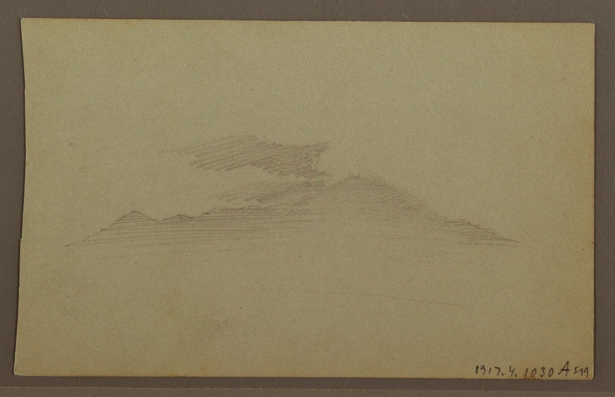 Zeichnung, Gebirgskette, Wolke von Frederic Edwin Church
