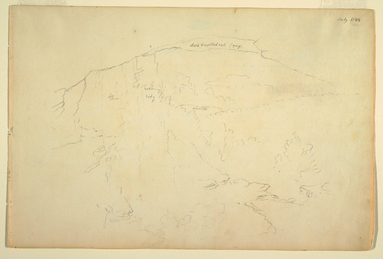 Zeichnung, Bewaldeter Hang, Catskill Mountains, Juli 1844 von Frederic Edwin Church