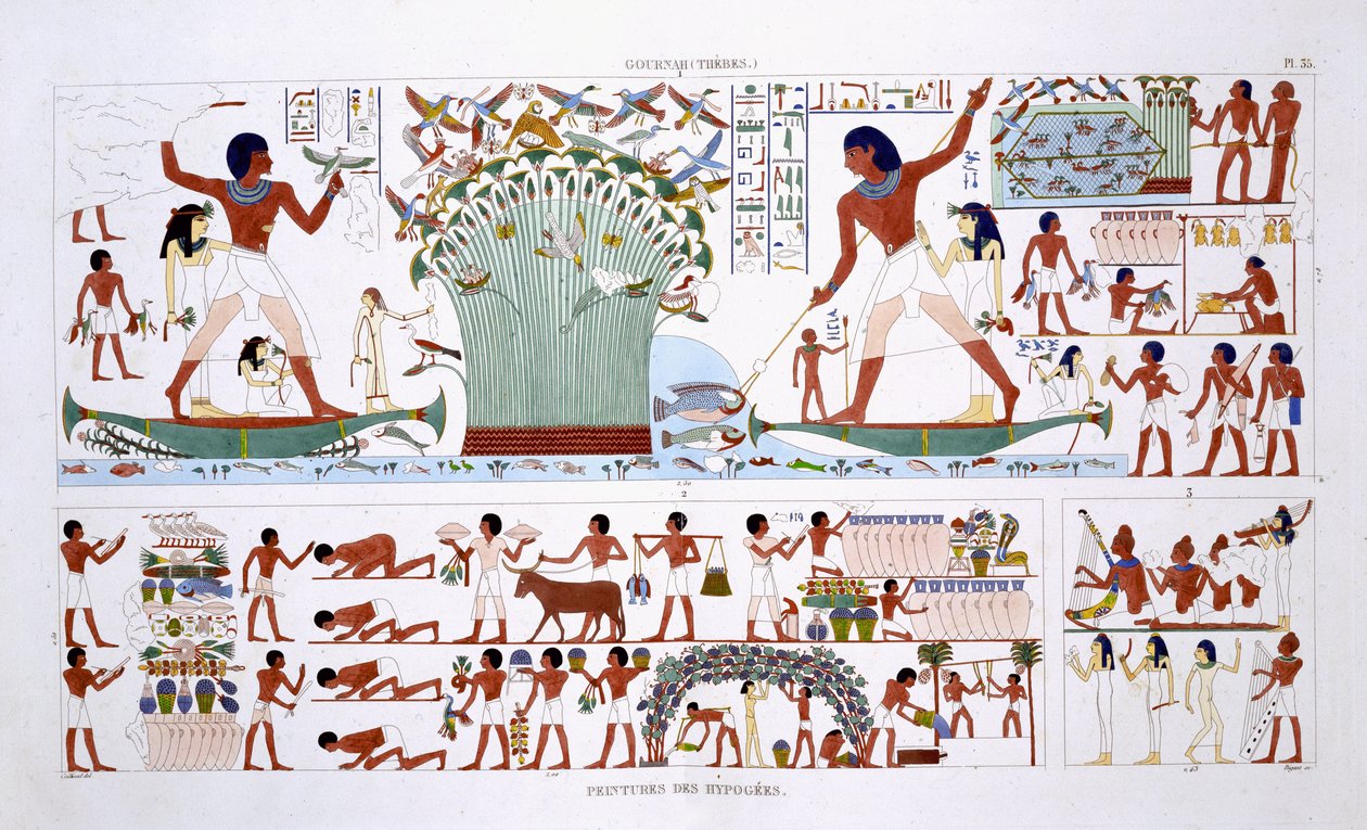Zubereitung von Speisen für die Toten, aus einem seltenen Bericht über Fresken aus Theben, aufgezeichnet 1819-1822 bei seinem zweiten Besuch in Ägypten von Frederic Cailliaud von Frederic (after) Cailliaud