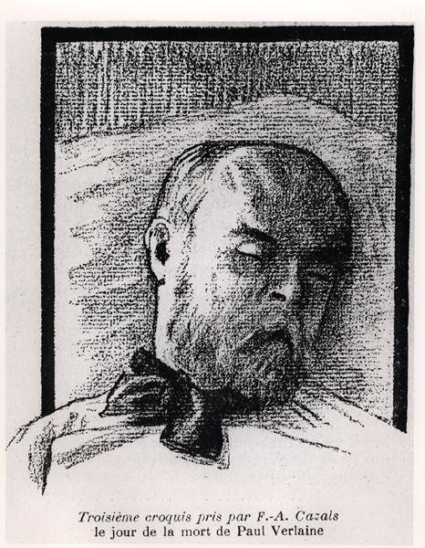 Skizze von Paul Verlaine auf seinem Sterbebett, aus 