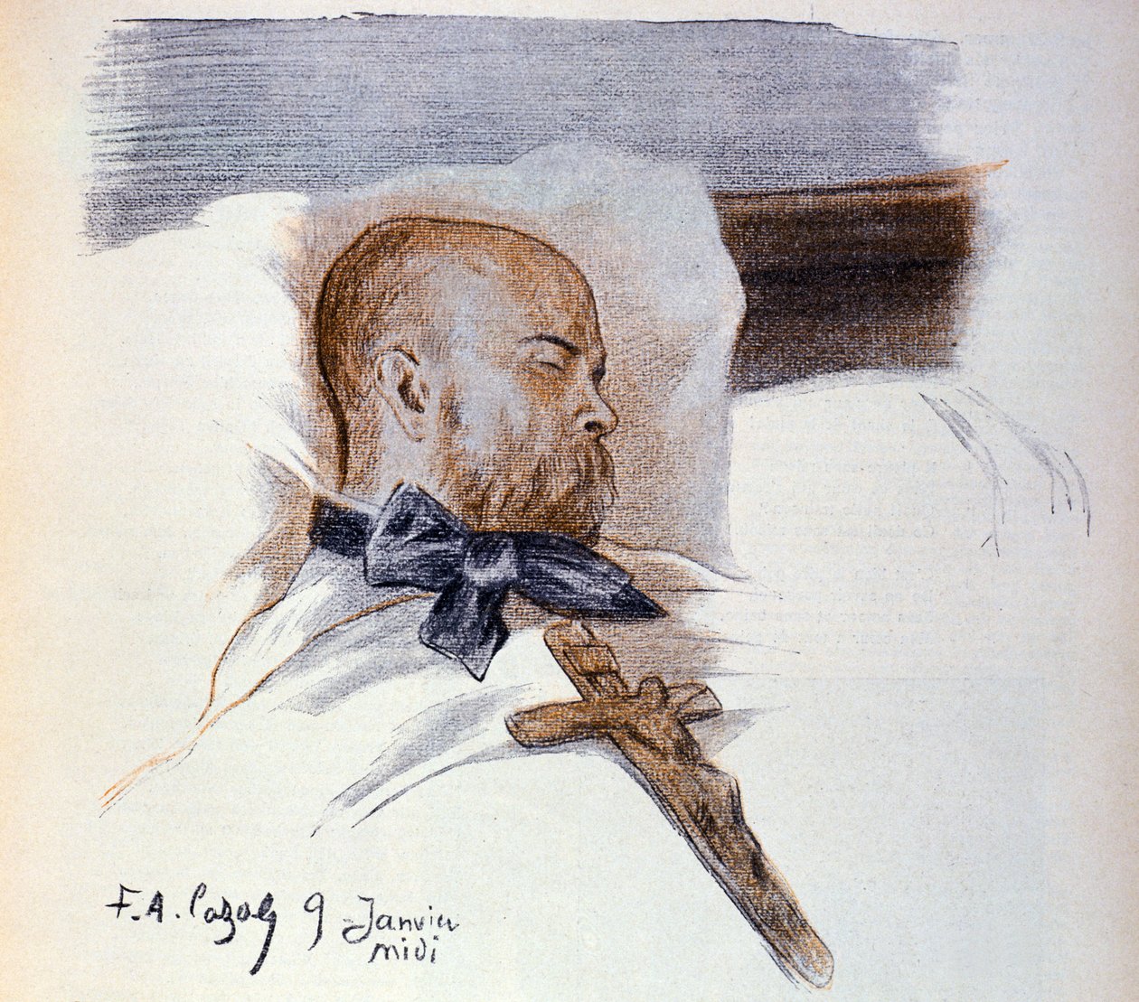 Der französische Dichter Paul Verlaine (1844-1896) auf seinem Sterbebett von Frederic Auguste Cazals