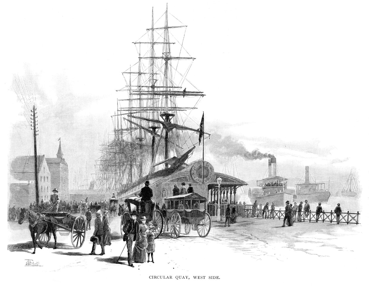 Circular Quay, Westseite, Sydney, New South Wales, Australien, 1886 von Frederic B. Schell