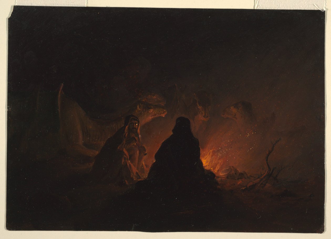 Beduinen im Lager bei Nacht, Februar oder März 1868 von Frederic Edwin Church