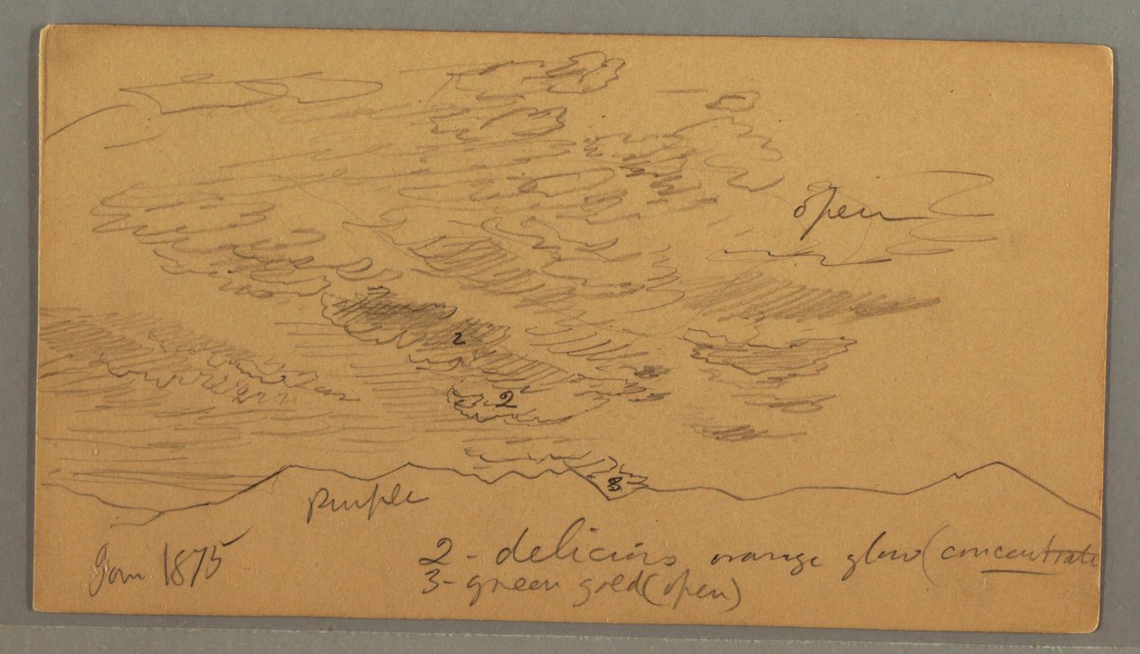 Zeichnung, Wolke über Hügeln, Januar 1875 von Frederic Edwin Church