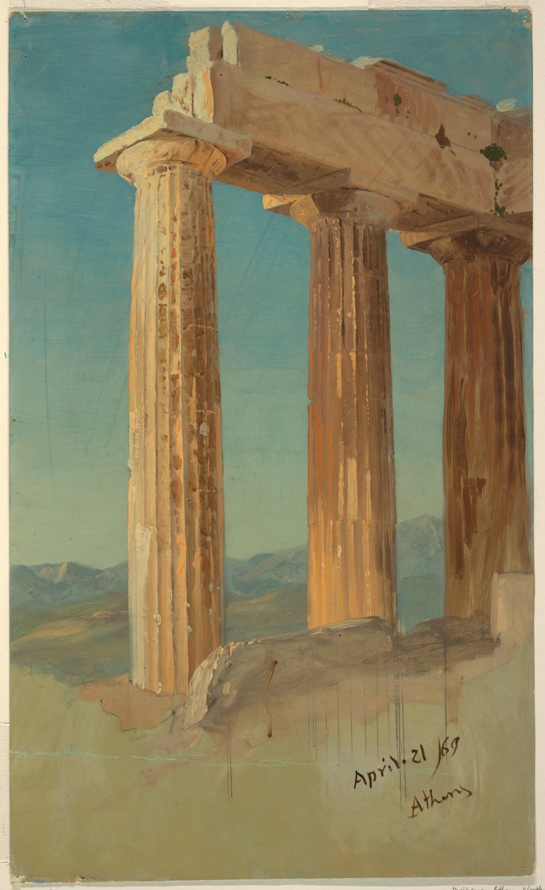 Zeichnung, Säulen des Parthenon, Athen, 21. April 1869 von Frederic Edwin Church