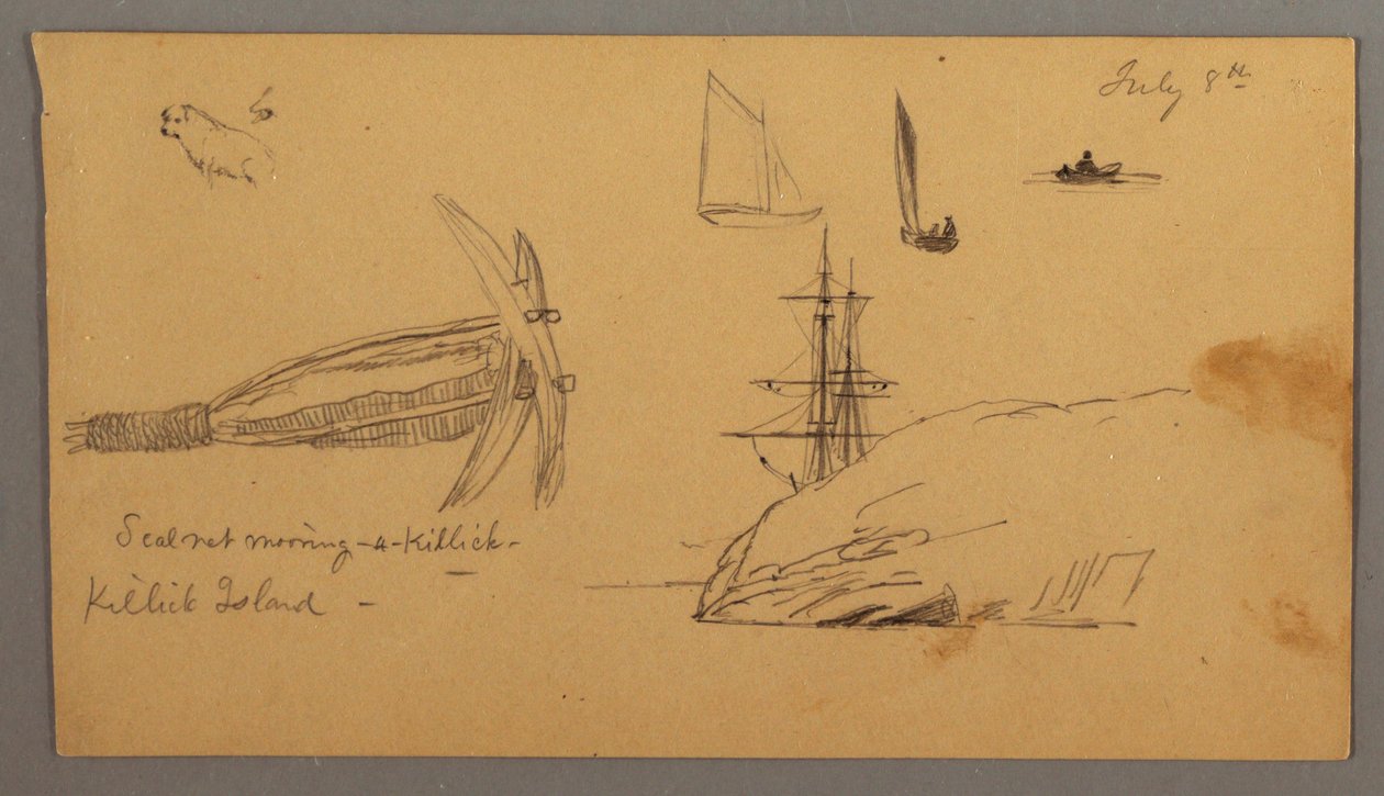 Hund, Segelbootstudien, Anker, Klippen, möglicherweise 8. Juli 1859 von Frederic Edwin Church