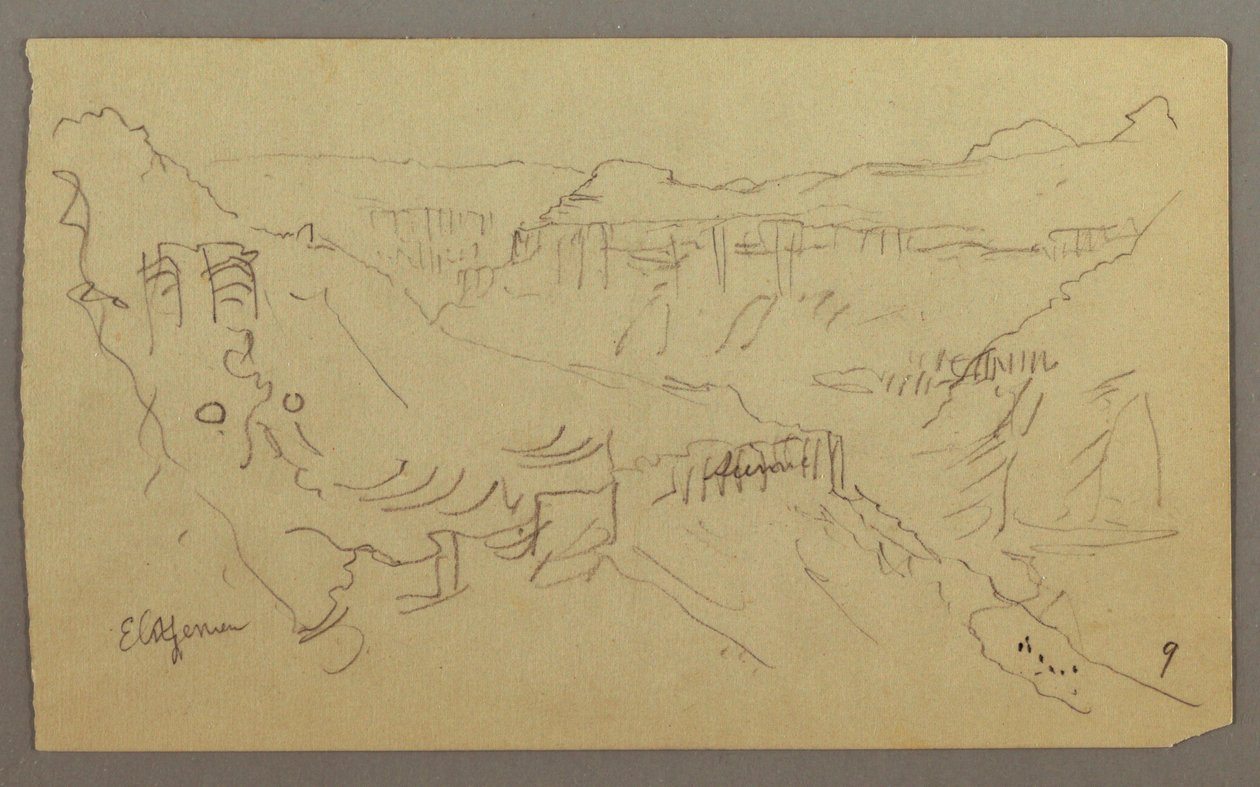 El Yemen Tal, Arabien: Blick auf das gewundene Tal mit einer Karawane, 20. Februar 1868 von Frederic Edwin Church