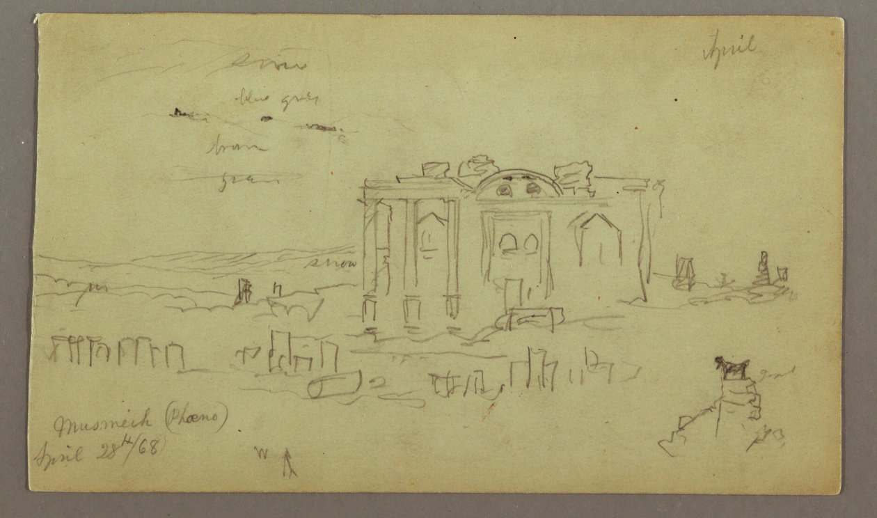 Zeichnung, Fassade des Parreloriums, 28. April 1868 von Frederic Edwin Church
