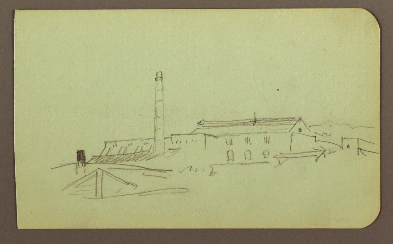 Zeichnung, Fabrik; Verso: Figuren, 1883 von Frederic Edwin Church