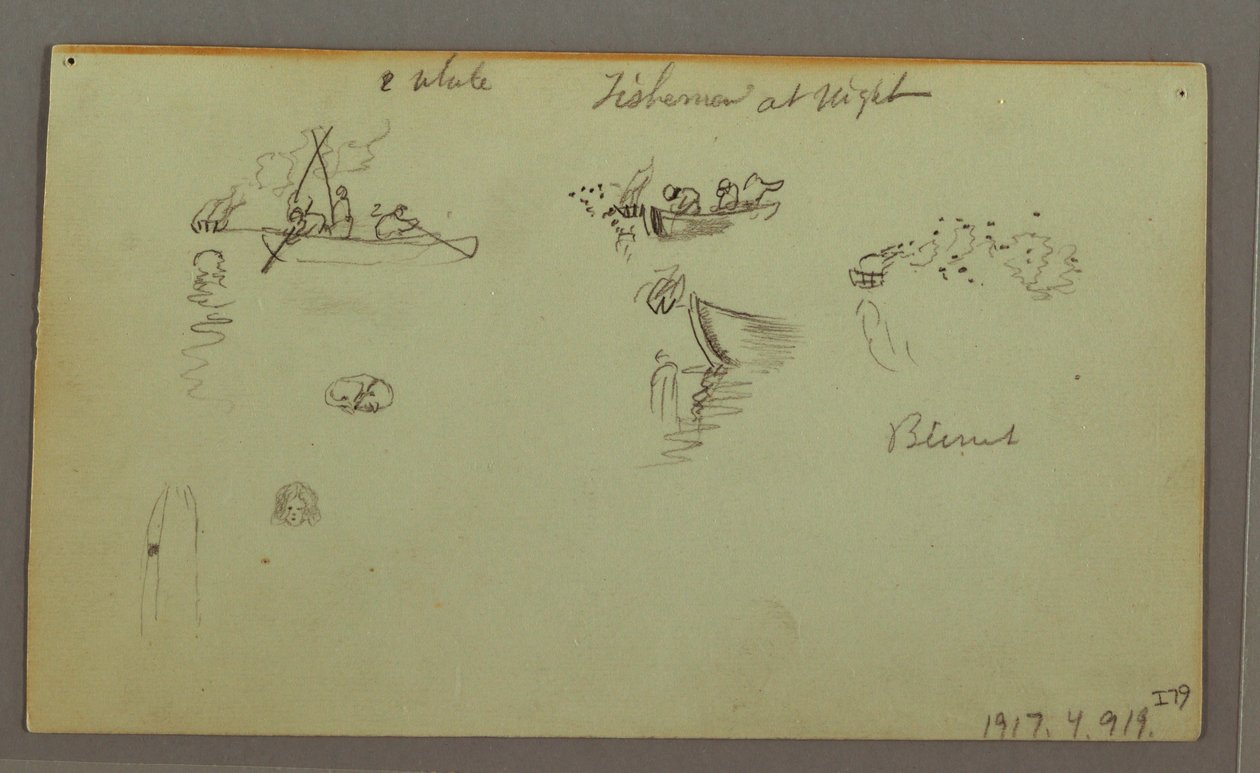 Zeichnung, Figurenstudien, Packesel, Segelboot, möglicherweise 1868 von Frederic Edwin Church