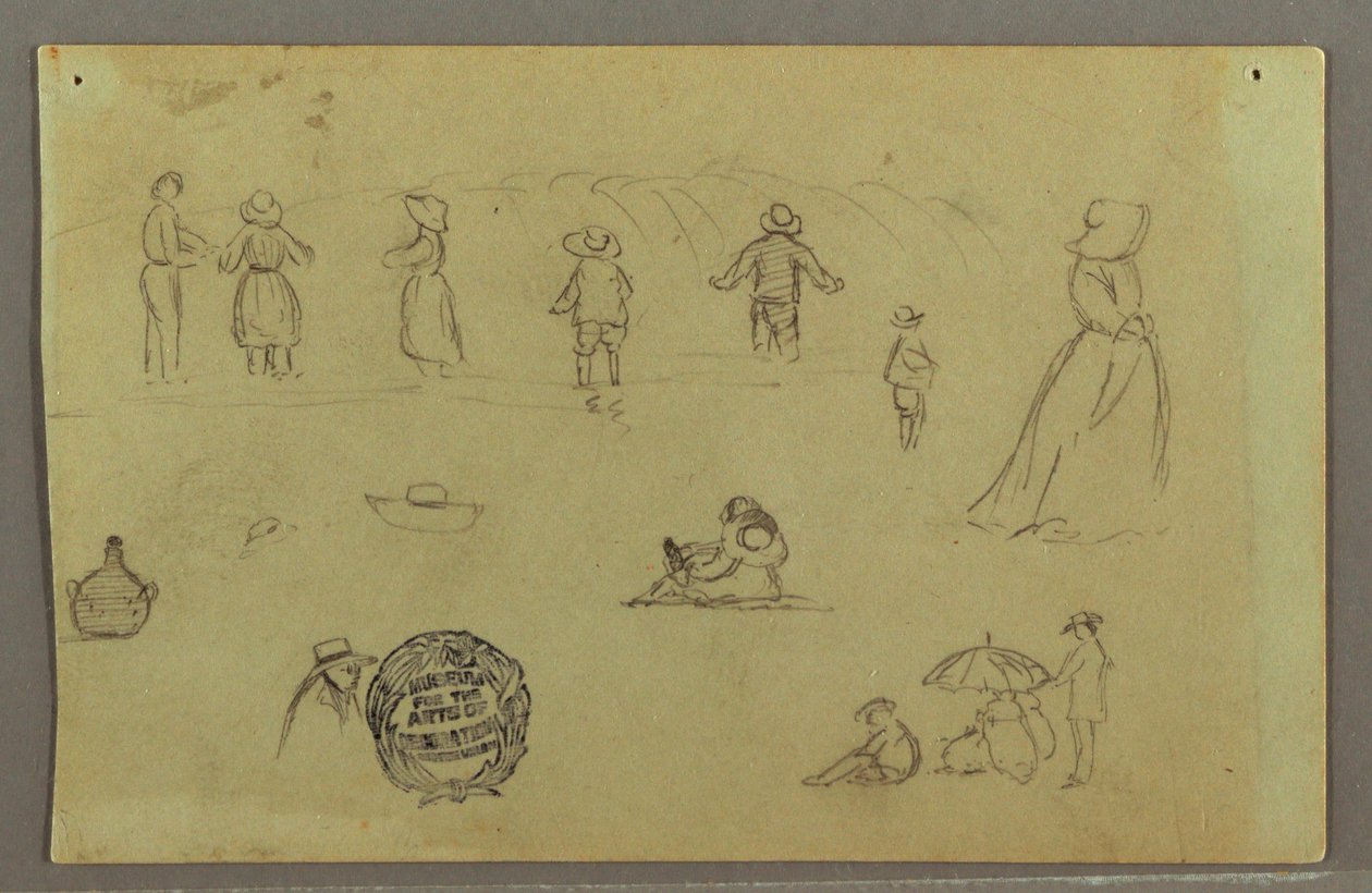 Zeichnung, Figurenstudien am Strand, möglicherweise 1857–58 von Frederic Edwin Church