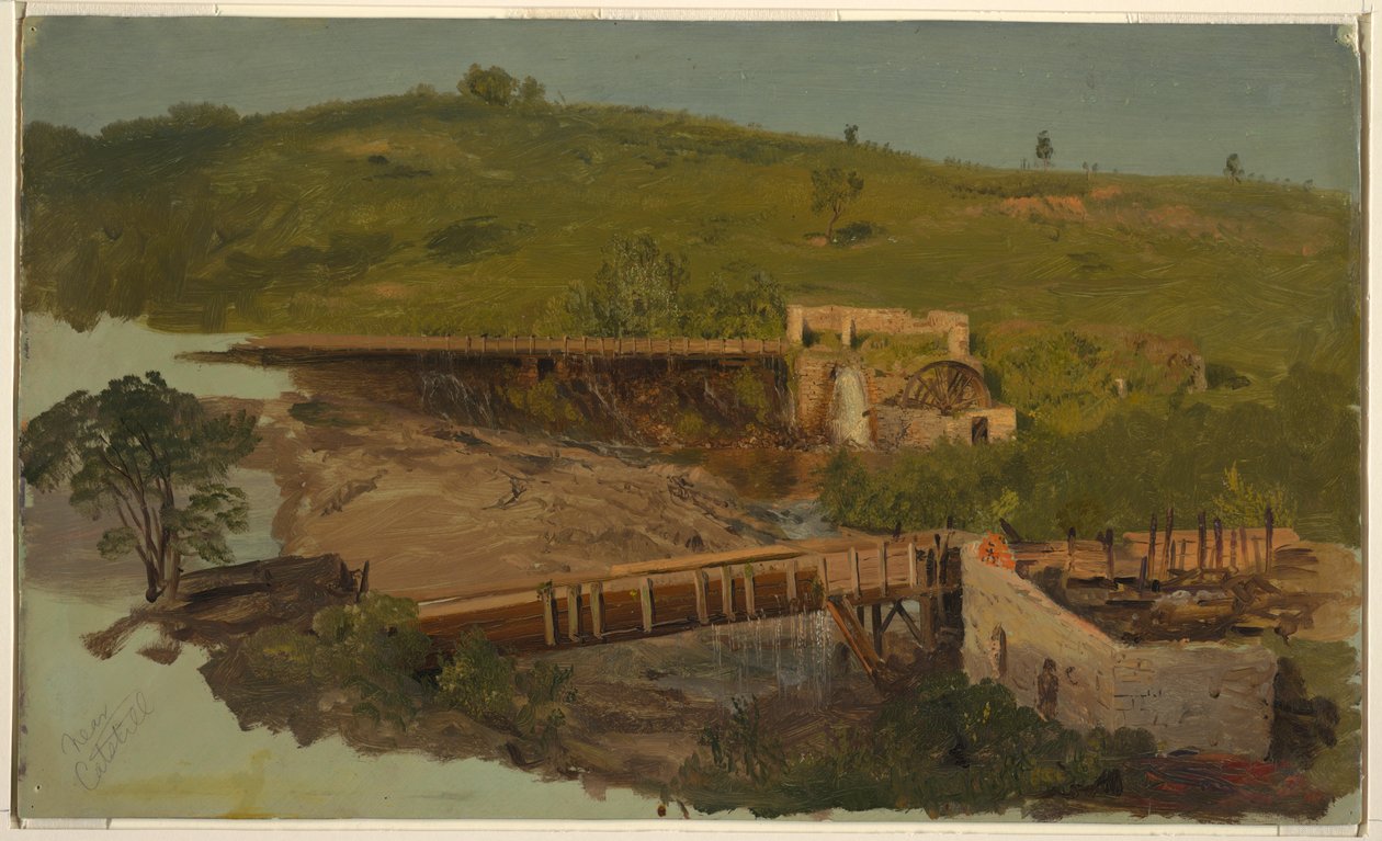 Hügel mit Viadukten und Ruinenmühlen, in der Nähe von Catskill, New York, ca. 1865 von Frederic Edwin Church