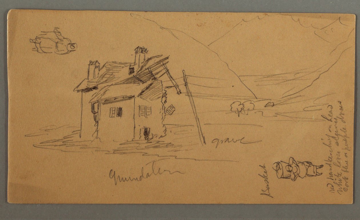 Halbverfallenes Haus im Tal, zwei Figuren von Frederic Edwin Church