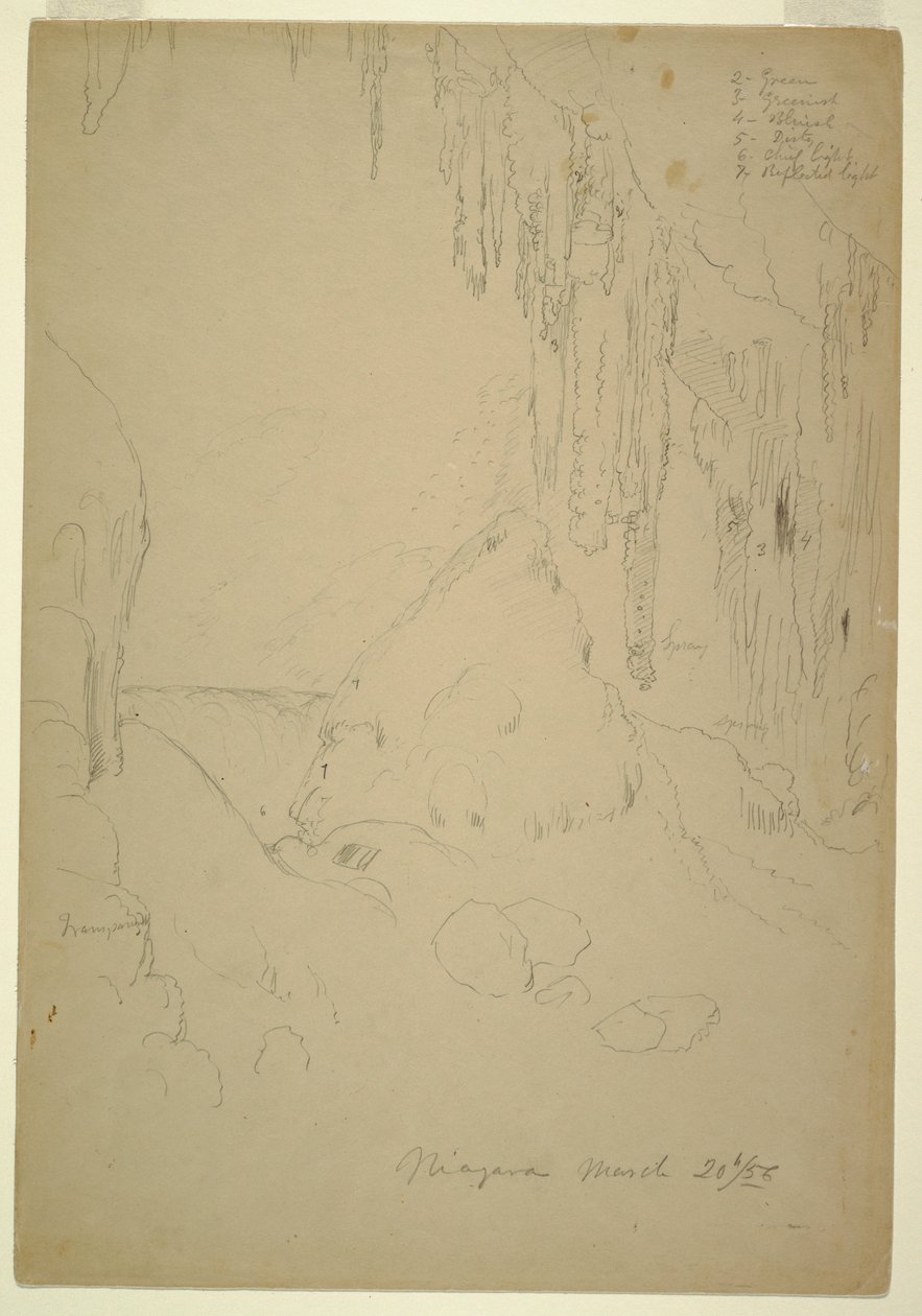 Zeichnung, Eis, Niagara Fälle, 20. März 1856 von Frederic Edwin Church