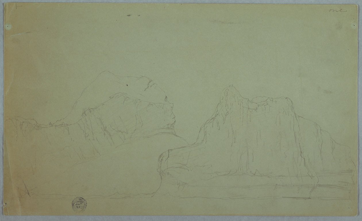 Zeichnung, Eisberg mit zwei Gipfeln, Juni oder Juli 1859 von Frederic Edwin Church