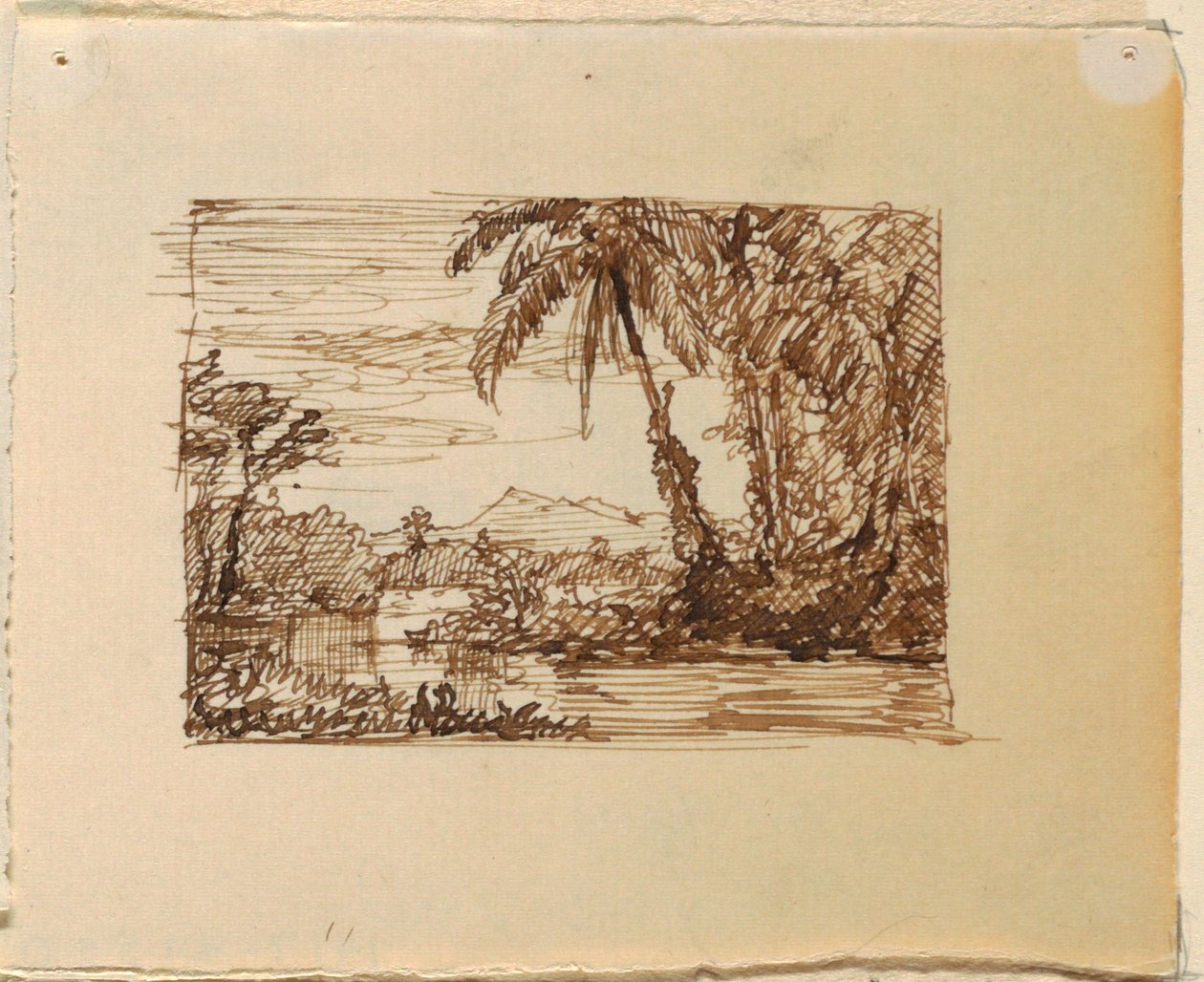 Zeichnung, Imaginäre Landschaft mit, ca. 1870–73 von Frederic Edwin Church