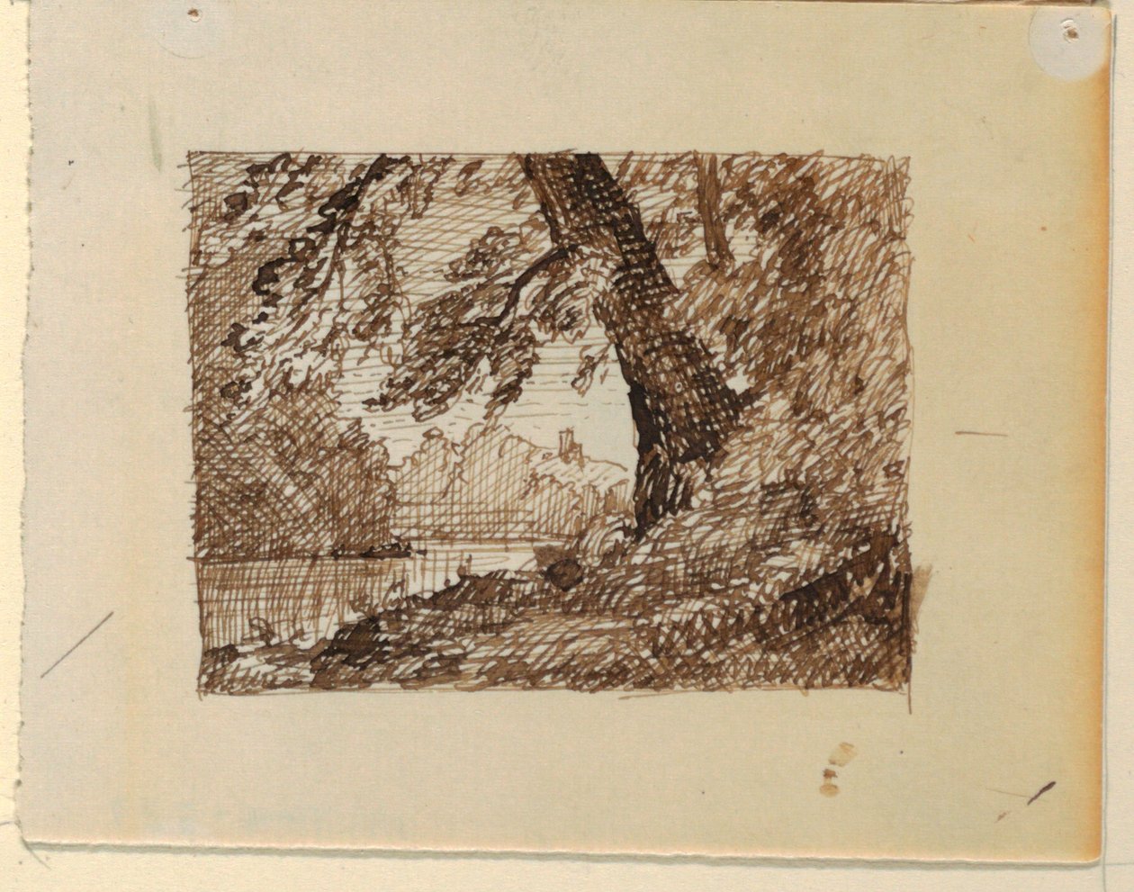 Zeichnung, Imaginäre Flusslandschaft, ca. 1870–73 von Frederic Edwin Church