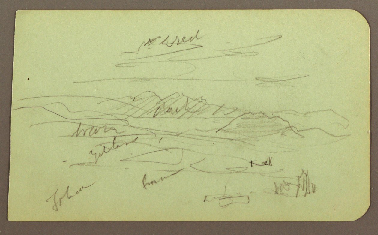 Zeichnung, Landschaft, Toluca; Rückseite: Berg, Kirche, 1883 von Frederic Edwin Church