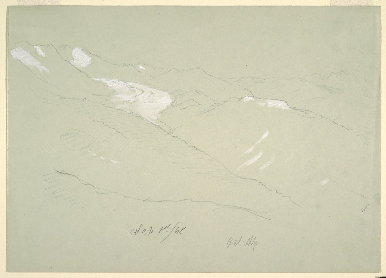 Landschaft in den Berner Alpen, nahe Bel Alp, Schweiz, September 1868 von Frederic Edwin Church