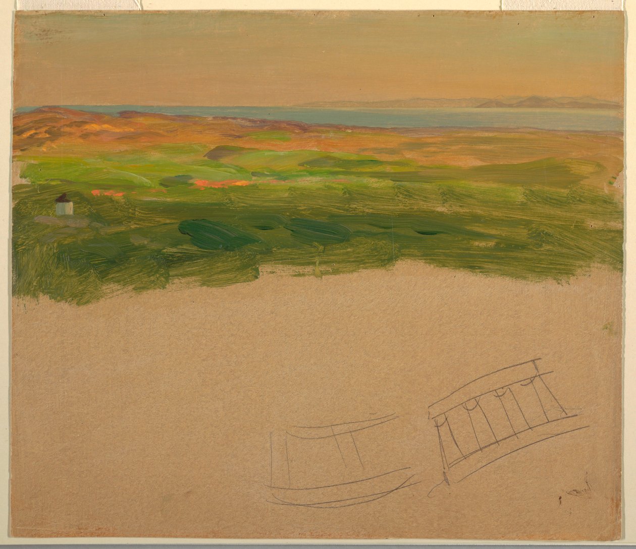 Zeichnung, Landschaft, nahe Syrien oder Griechenland, 1868–69 von Frederic Edwin Church