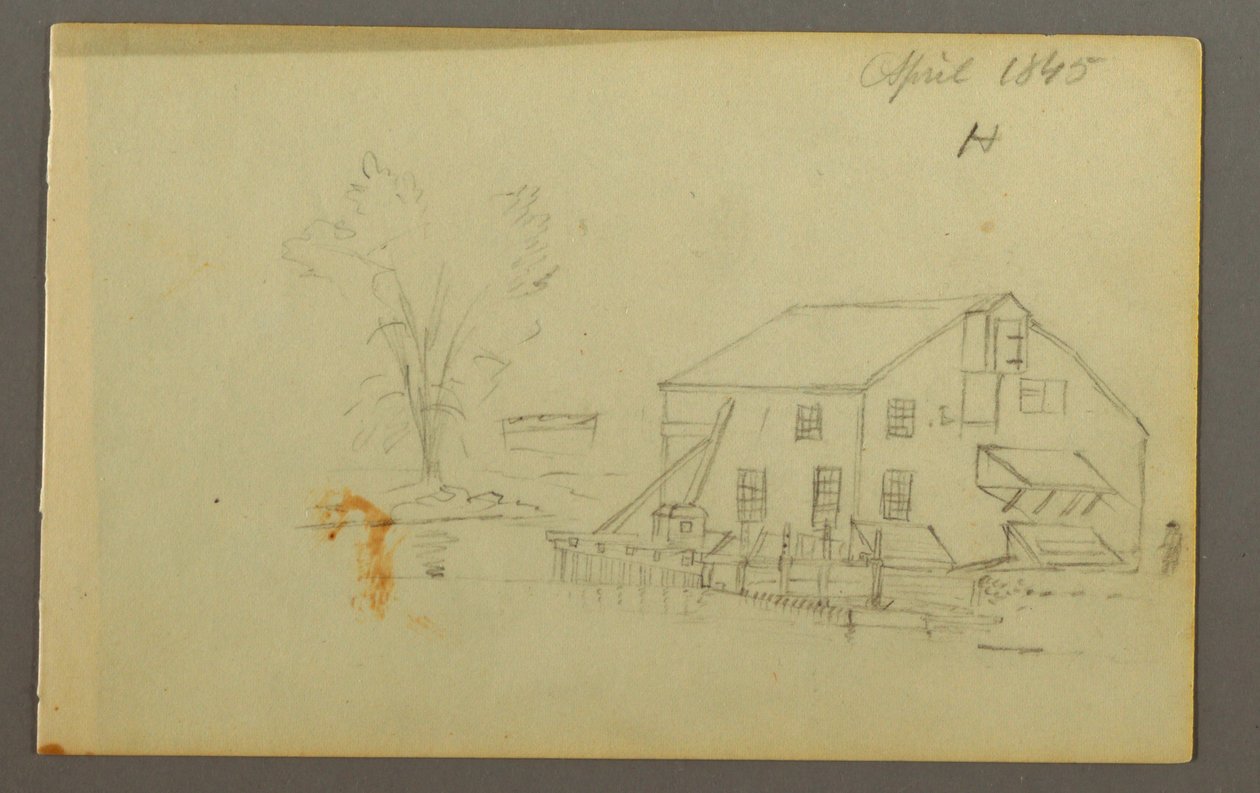 Loftgebäude mit Kai neben einem Bach, 1845 von Frederic Edwin Church