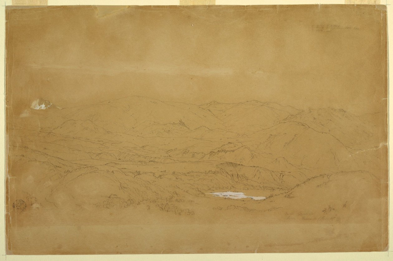Zeichnung, Berglandschaft in der Nähe von Guanojo und Guaranda, Ecuador, 10. Juni 1857 von Frederic Edwin Church