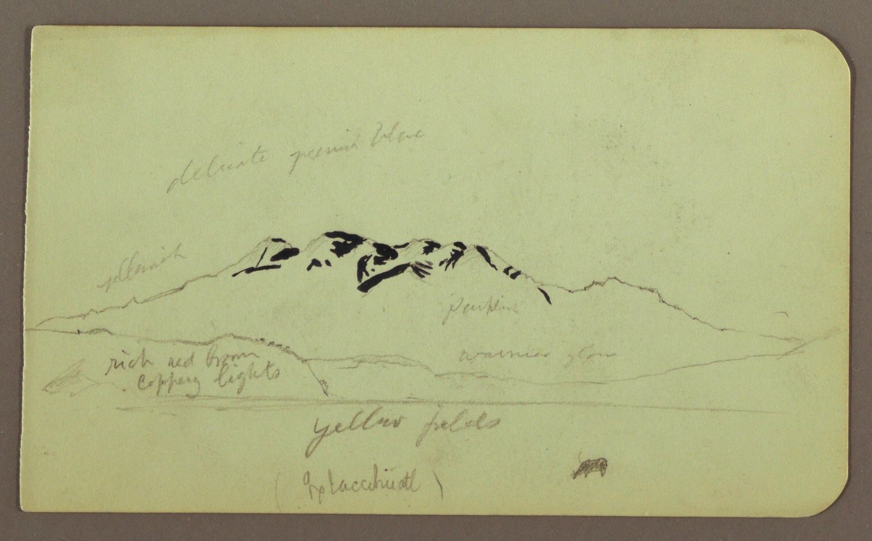 Zeichnung, Berglandschaft, "Der Itaccihuatl"; Verso: Berggipfel, 1883 von Frederic Edwin Church