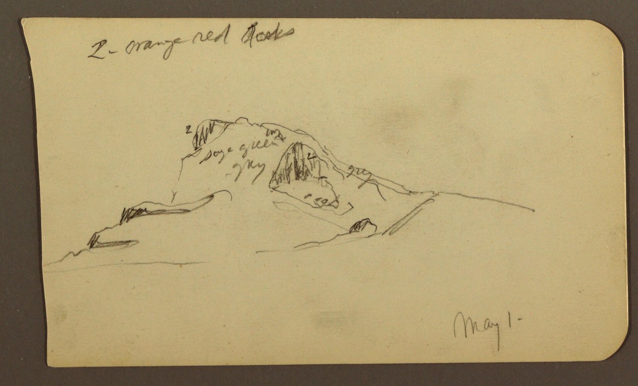 Zeichnung, Berggipfel; Rückseite: Raues Gebirge, 1. Mai 1885 von Frederic Edwin Church