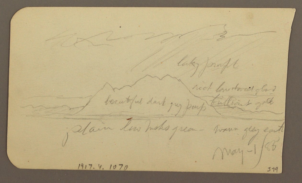 Zeichnung, Berggipfel; Rückseite: Raues Gebirge, 1. Mai 1885 von Frederic Edwin Church