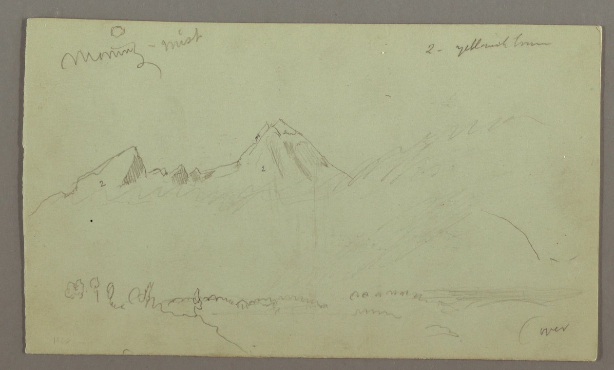 Zeichnung, Berggipfel, möglicherweise 1868 von Frederic Edwin Church
