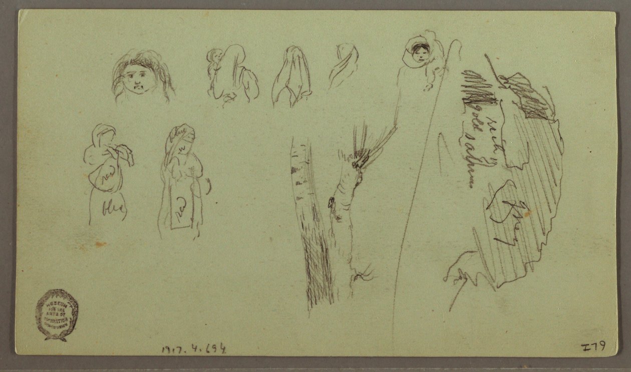 Zeichnung, Gebirgskette, Figurenstudien, Mai möglicherweise 1868 von Frederic Edwin Church