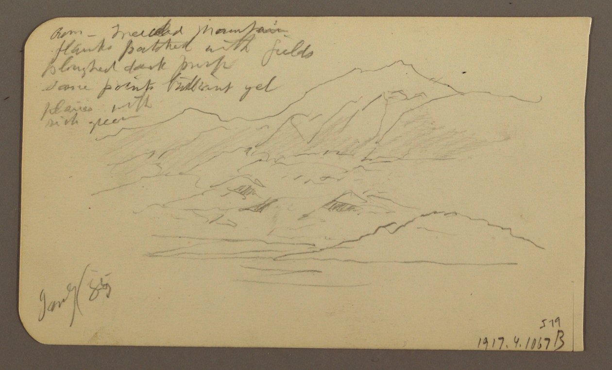 Zeichnung, Gebirgskette, Toluca; Rückseite: Gebirgskette, Toluca, 7. Januar 1885 von Frederic Edwin Church