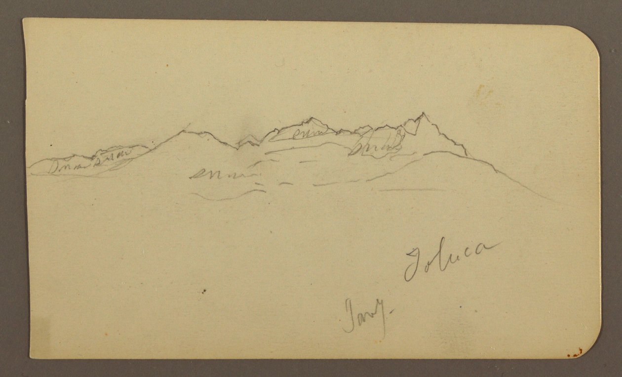 Zeichnung, Gebirgskette, Toluca; Rückseite: Kirchturm, Gebirgsketten, Toluca, 7. Januar 1885 von Frederic Edwin Church