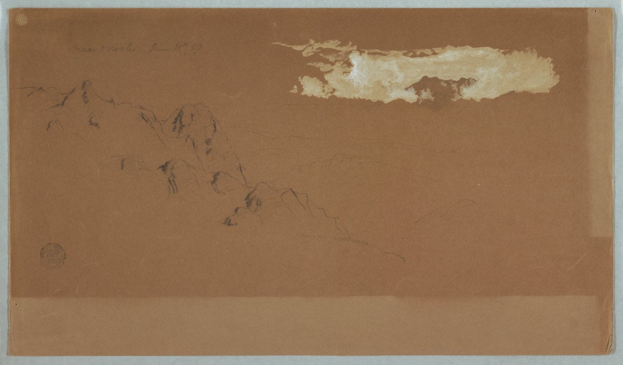 Zeichnung, Berge in der Nähe von Mocho, Ecuador, wahrscheinlich Mt. Chimborazo von Wolken umrahmt, 16. Juni 1857 von Frederic Edwin Church