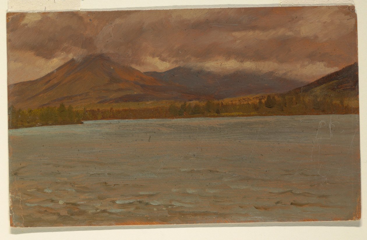 Zeichnung, Mt. Katahdin vom Lake Katahdin, 1860–70 von Frederic Edwin Church