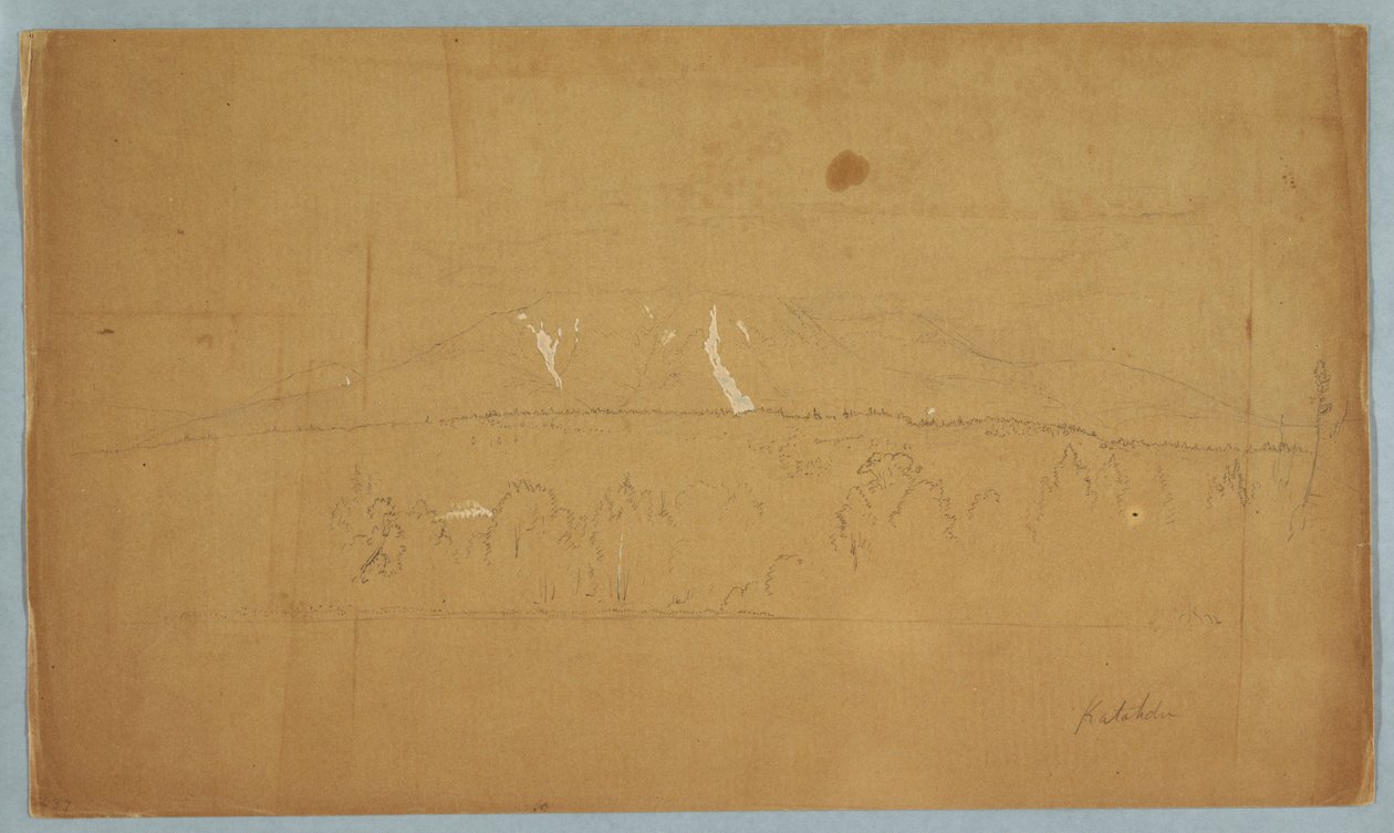 Zeichnung, Mt. Katahdin vom Lake Katahdin, Maine, 1852 von Frederic Edwin Church