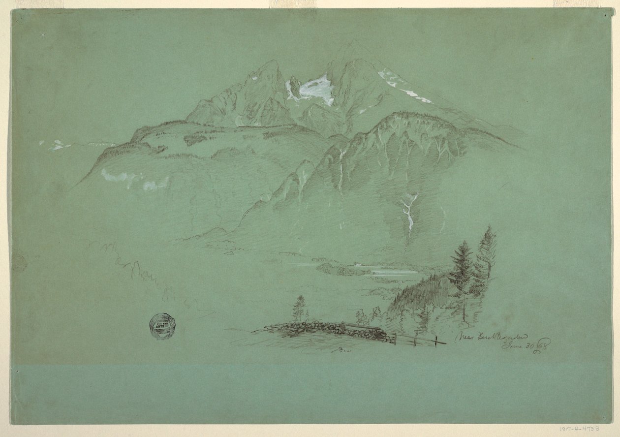 Zeichnung, In der Nähe von Berchtesgaden, Bayern, 30. Juni 1868 von Frederic Edwin Church