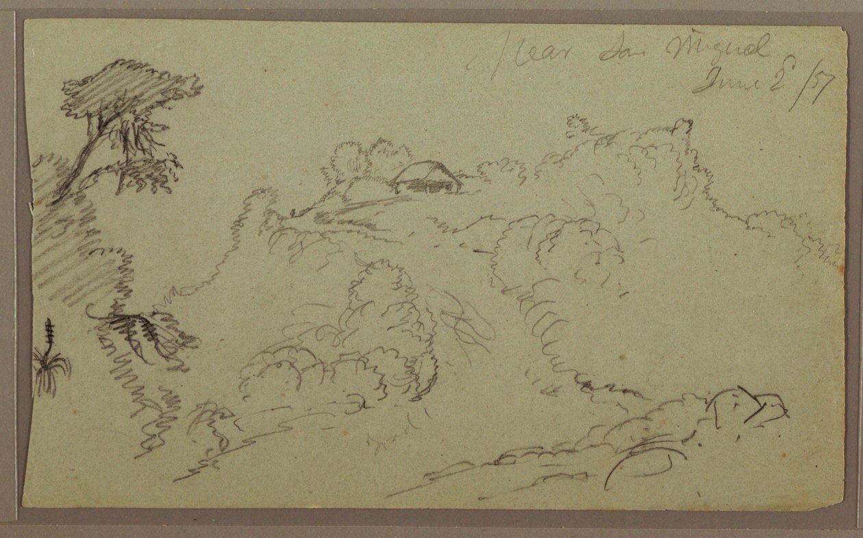 Zeichnung, In der Nähe von San Miguel, Ecuador; Verso: Unvollendete Bergskizze, 2. Juni 1857 von Frederic Edwin Church