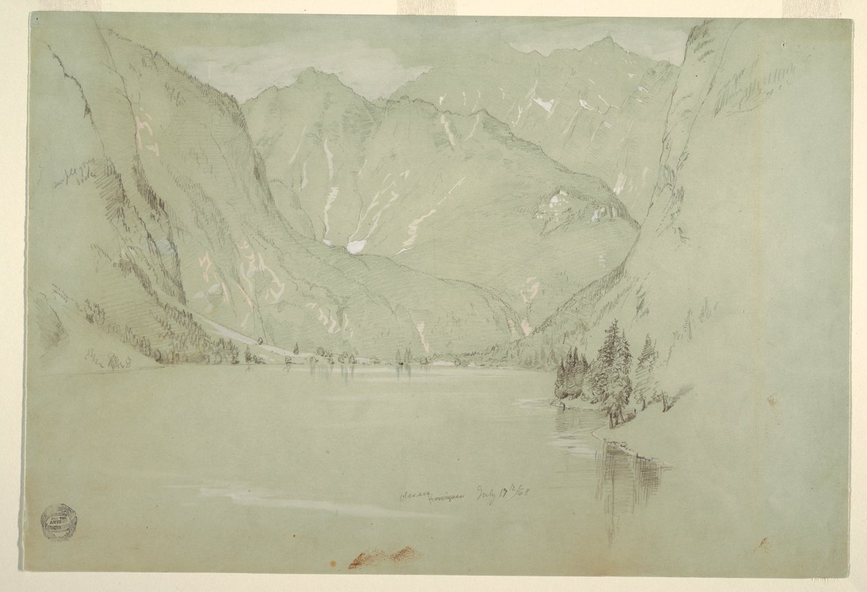 Zeichnung, Obersee, Berchtesgaden, Bayern, 17. Juli 1868 von Frederic Edwin Church