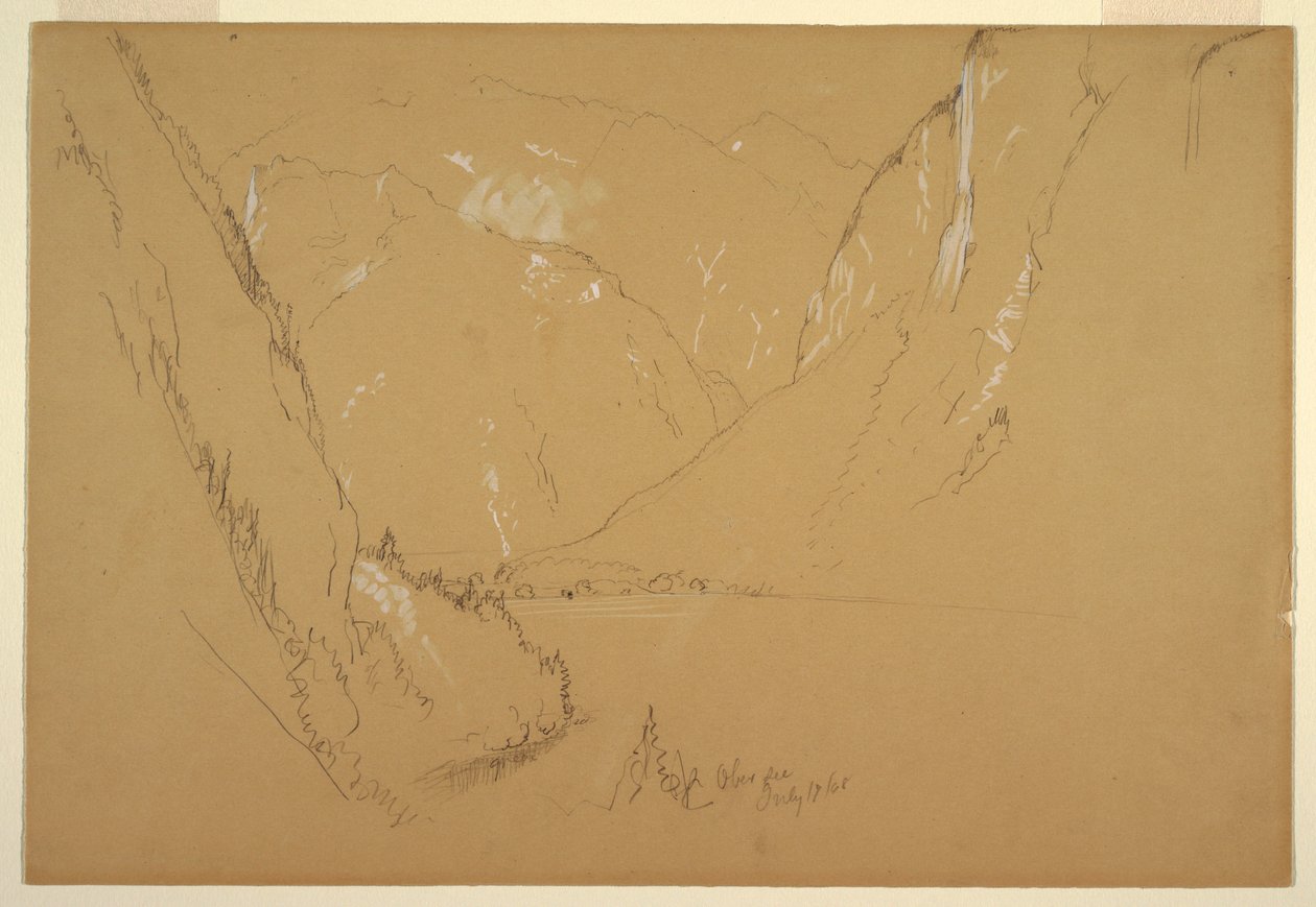 Zeichnung, Obersee, nahe Berchtesgaden, Bayern, 17. Juli 1868 von Frederic Edwin Church