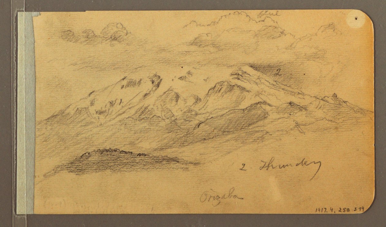 Zeichnung, Orizaba; Rückseite: Bewölkter Himmel, Dach, 1889 von Frederic Edwin Church