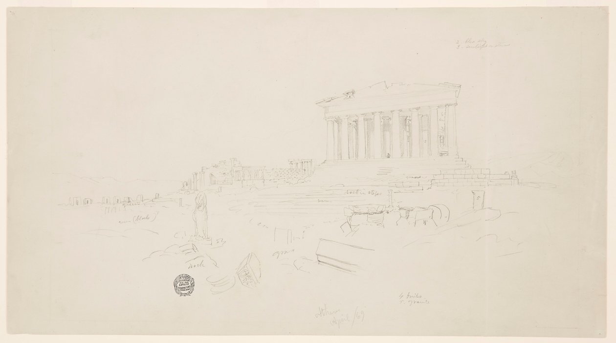 Parthenon und Erechtheion, Athen, April 1869 von Frederic Edwin Church