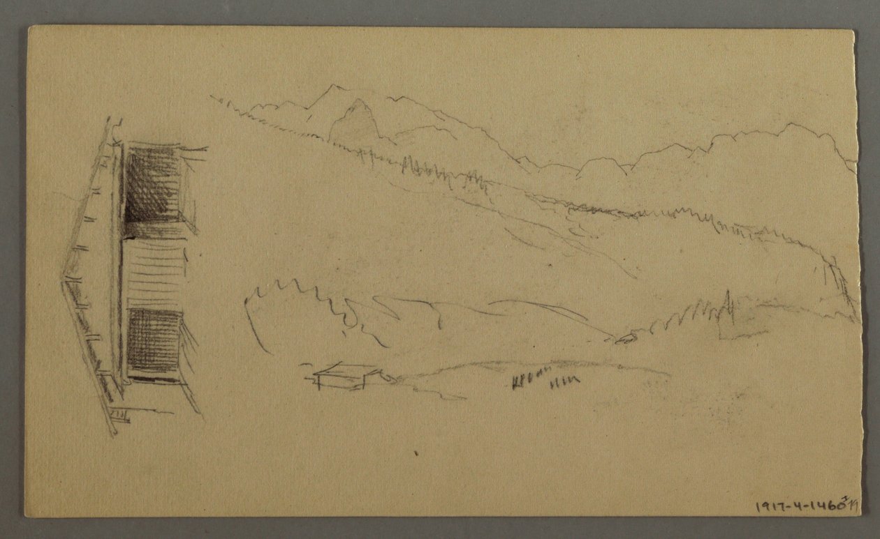 Dächer, Tor, Berggipfel, August 1868 von Frederic Edwin Church