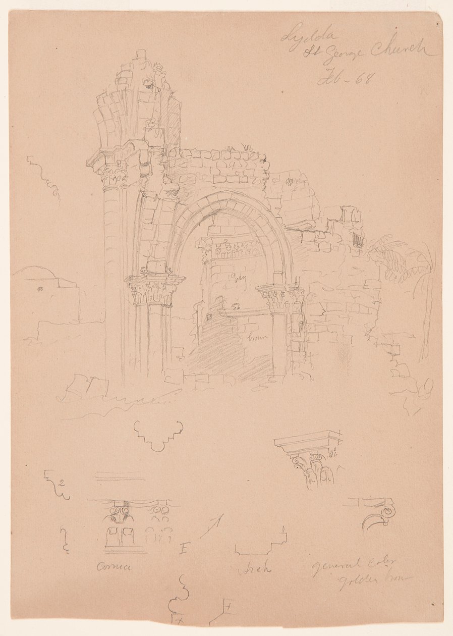 Ruinen der St.-Georgs-Kirche, Lydda [heutiges Lod], 7. Februar 1868 von Frederic Edwin Church