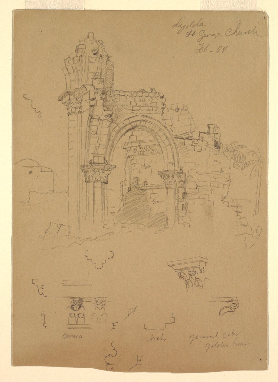 Ruinen der St.-Georgs-Kirche, Lydda [heutiges Lod], 7. Februar 1868 von Frederic Edwin Church