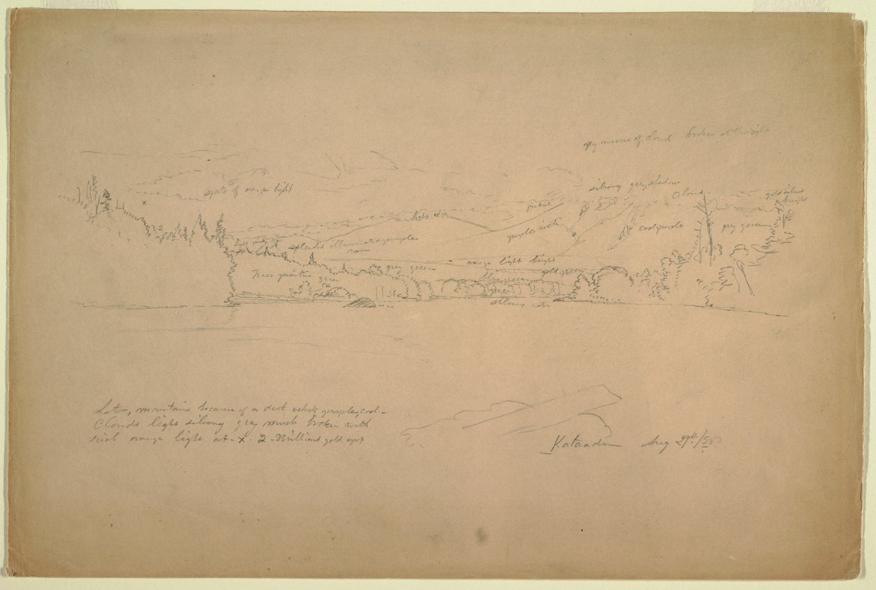 Ufer des Sees und Vorgebirge des Mount Katahdin, 29. August 1856 von Frederic Edwin Church