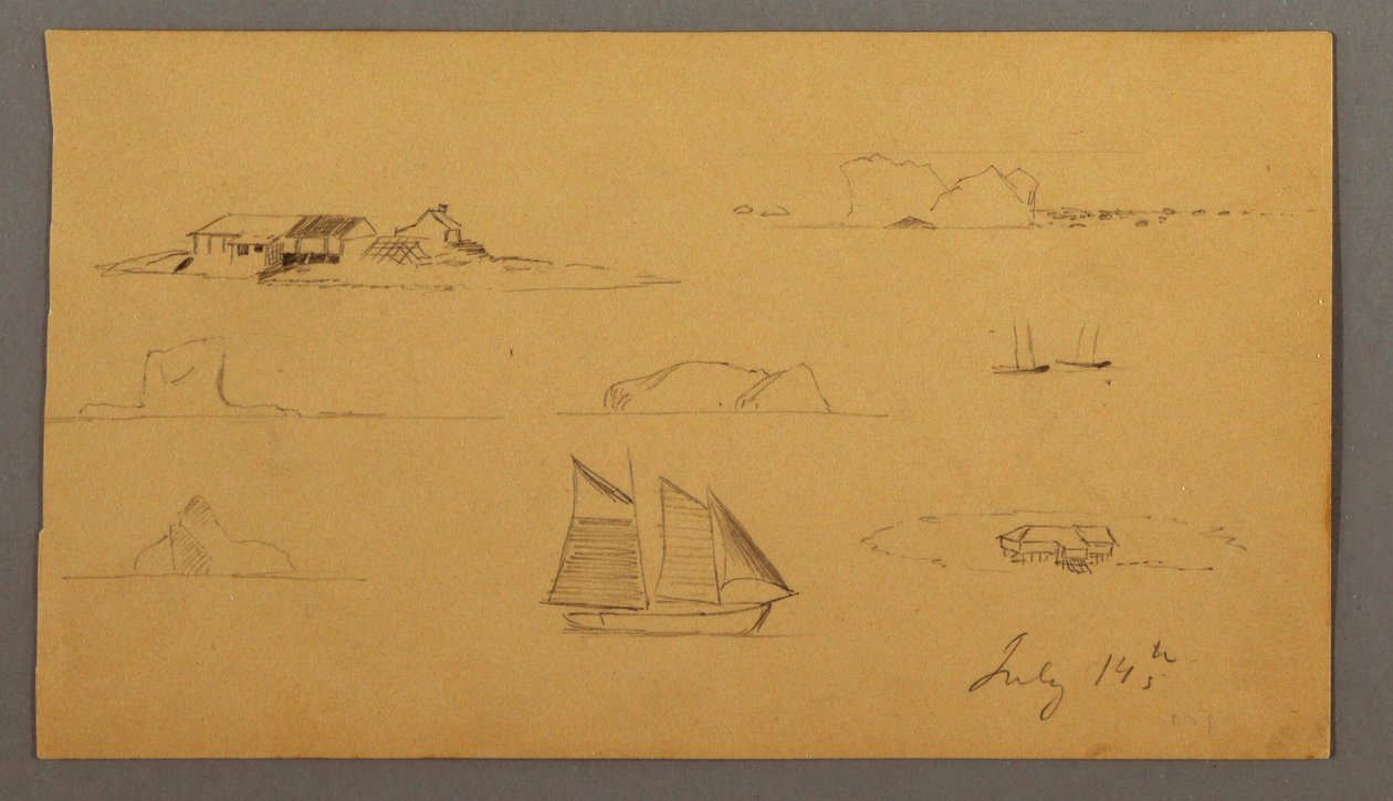 Zeichnung, Skizzen aus Labrador, möglicherweise 14. Juli 1859 von Frederic Edwin Church