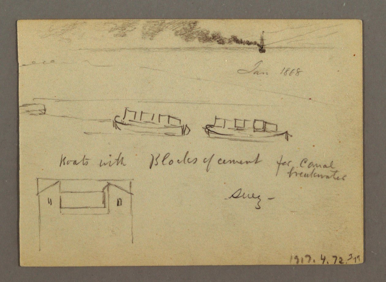 Zeichnung, Skizzen aus dem Nahen Osten, einschließlich Suezkanal, Januar 1868 von Frederic Edwin Church