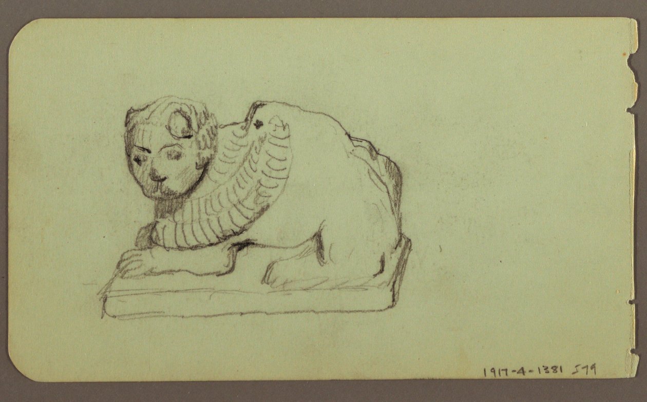 Zeichnung, Löwenstatue, Skiff; Verso: Löwenstatue, Dezember 1883 von Frederic Edwin Church