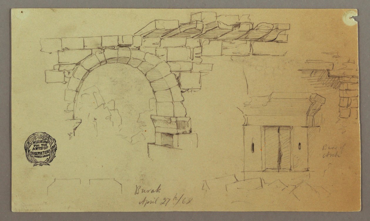 Zeichnung, Steinbogen, Steinsockel, 27. April 1868 von Frederic Edwin Church